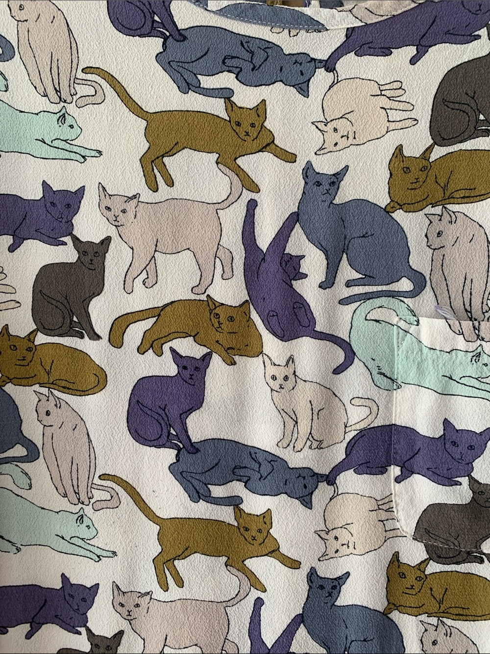 H&M Cat Print Pet Fabric in Mint, Purple, Navy, Tan, Cream